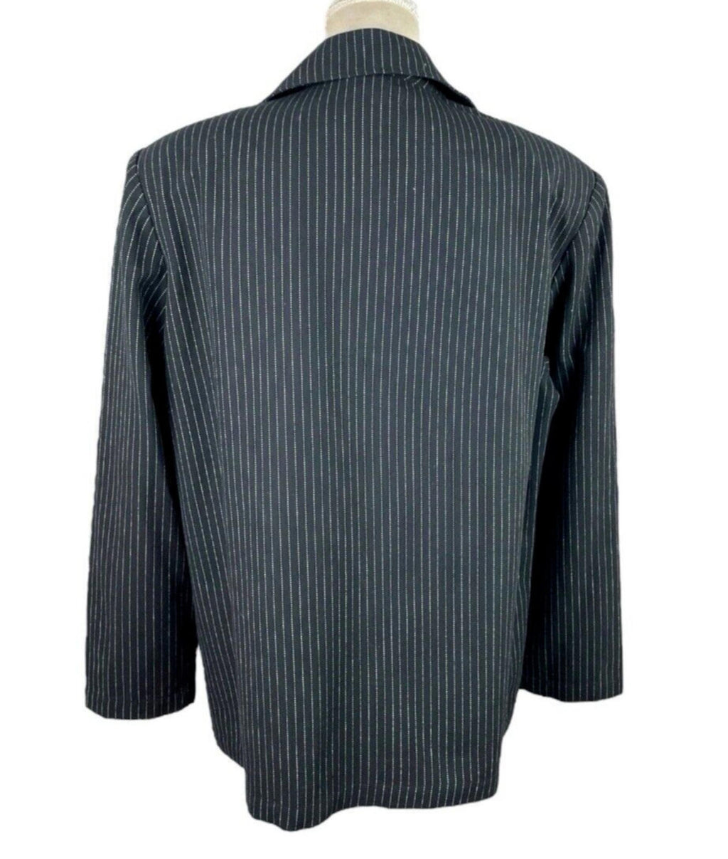 Pretty Little Thing Blazer Jacket Black Stripe Shoulder Pads Women's UK Size 14