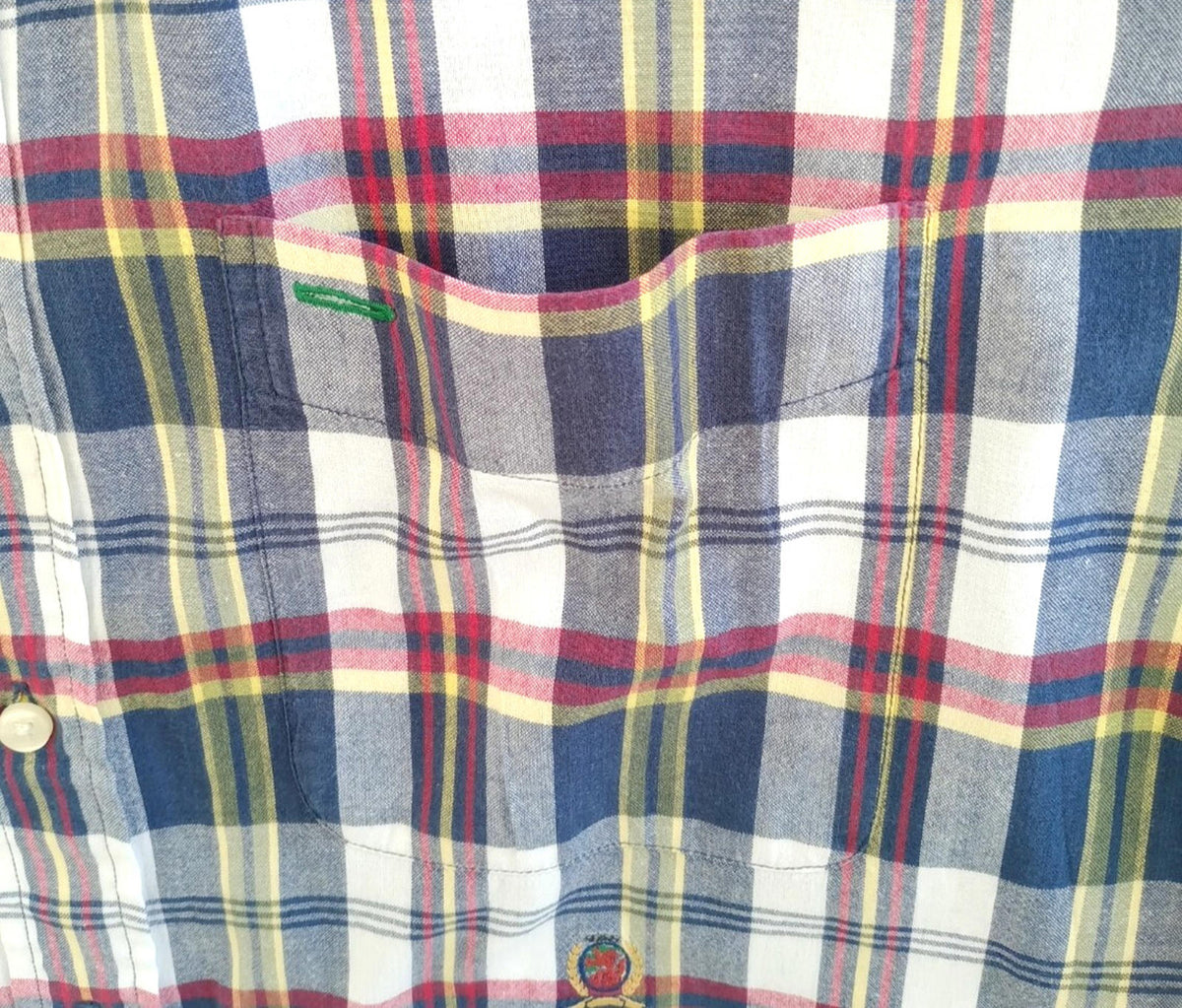 Tommy Hilfiger Shirt Men's UK Size L Red/Blue Check Short Sleeve Pockets