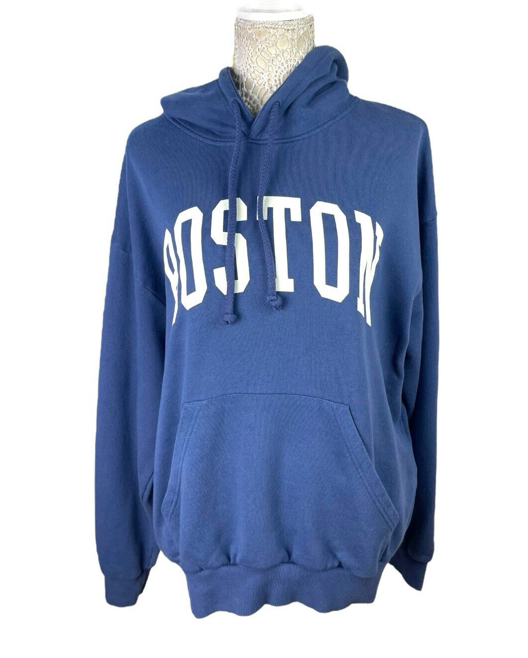 Pull&Bear Hoodie Women’s UK Size XS Blue Long Sleeve Oversized Jersey BOSTON