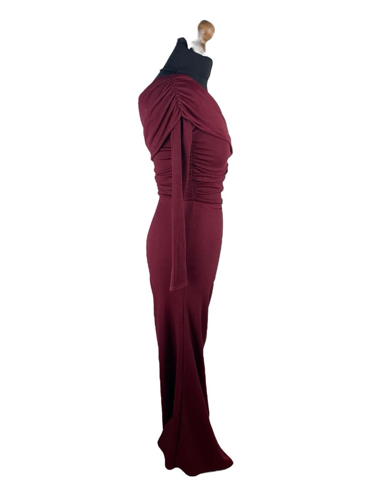 Boohoo Asymmetric-Neck Maxi Dress Women's UK Size 8 One Shoulder Draped Red