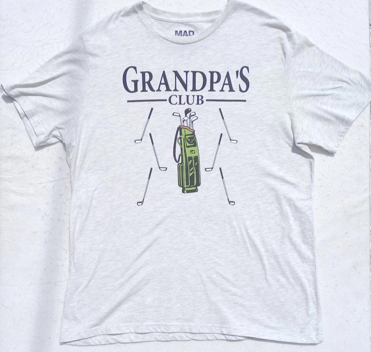 Mad Engine Beige Grandpa's Club Golf Graphic Print T-Shirt Men's UK Size 2XL Grey Crew Neck