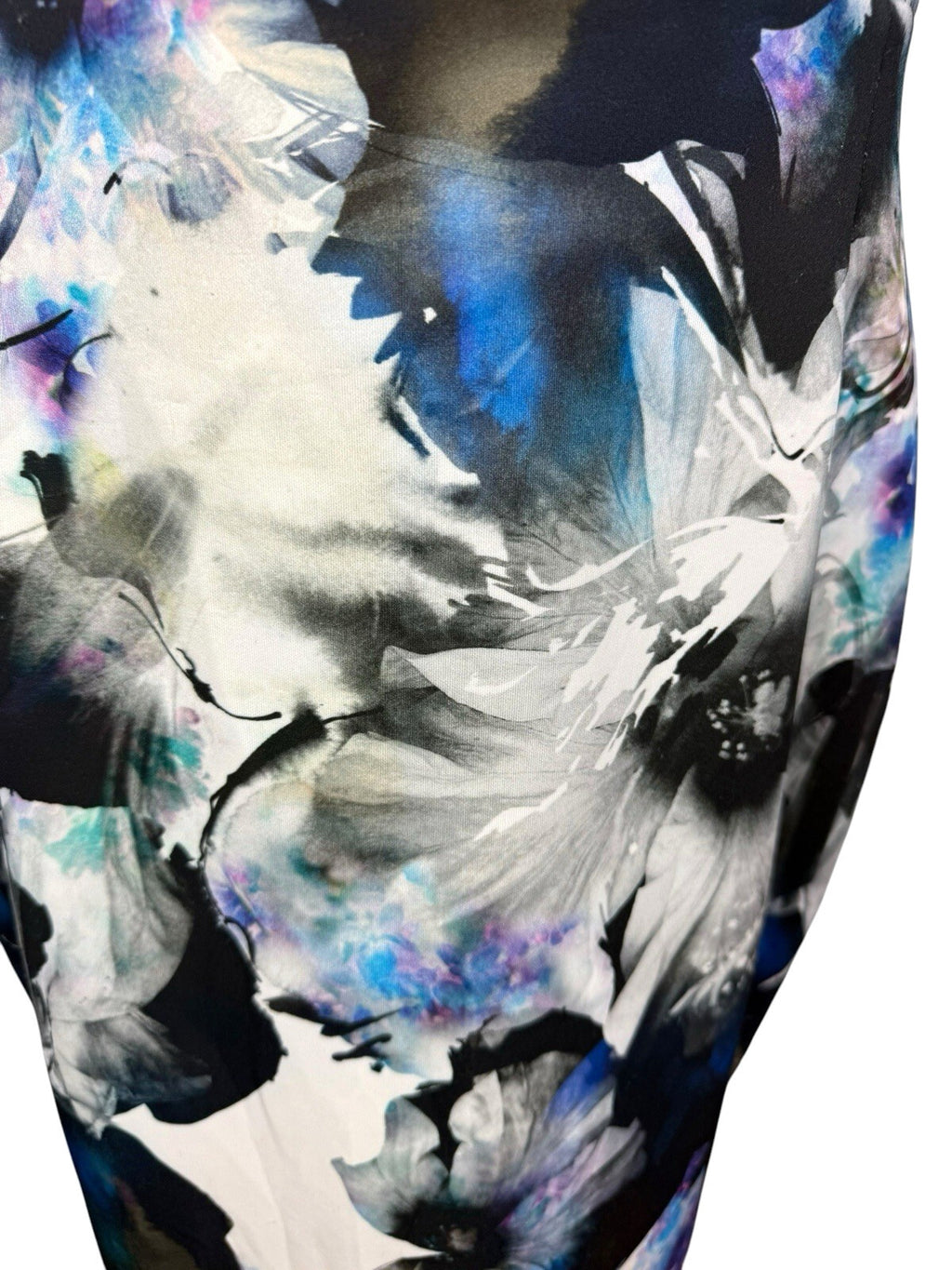 COAST Floral Wiggle Dress UK 16 Blue Black Scuba Bodycon Midi Wedding Guest