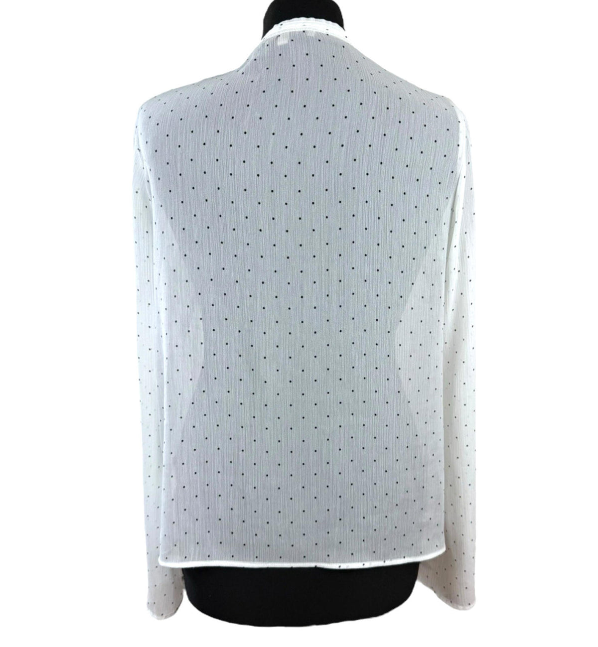 Limited Edition White Chiffon Blouse Polka Dot Tie Neck Women's UK Size 12