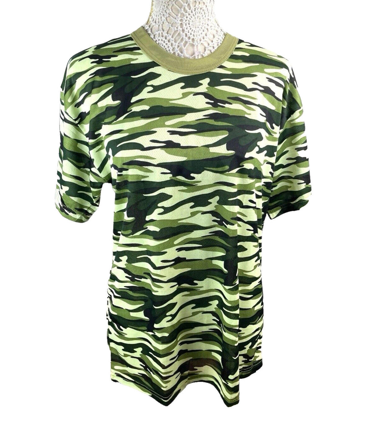 Khaki Camo Active Wear T-shirt Breathable Women's UK Size M (10-12)