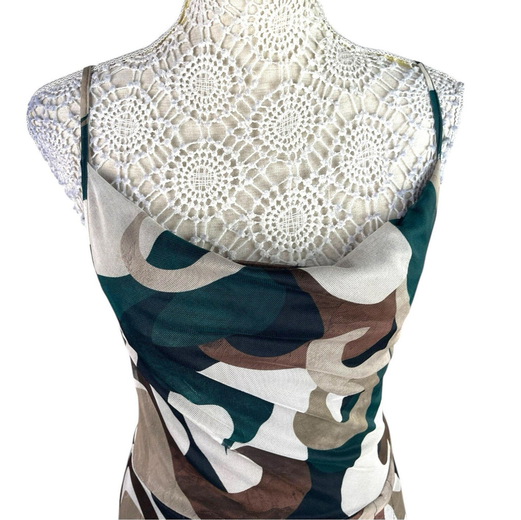 Pretty Little Thing Swirl Print Midi Dress Women's UK Size 10 Abstract Camisole