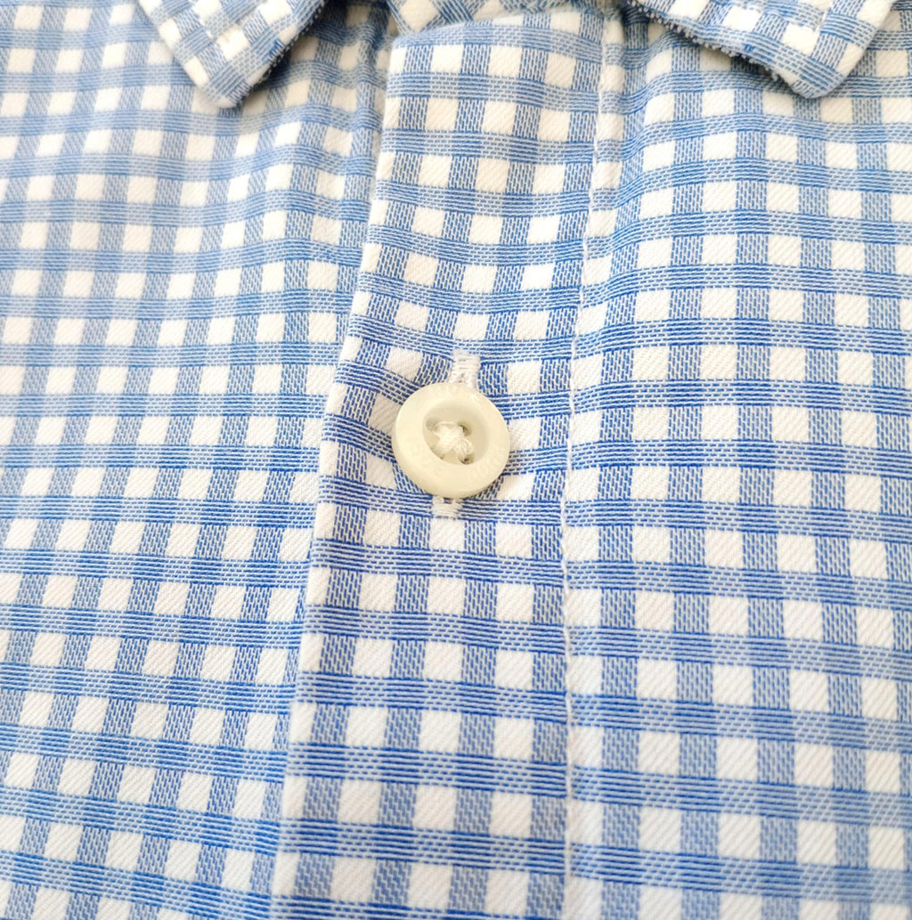 Hugo Boss Blue Hugo Boss Shirt Men's UK Size M Long Sleeve Blue Check 100% Cotton Pocket Modern