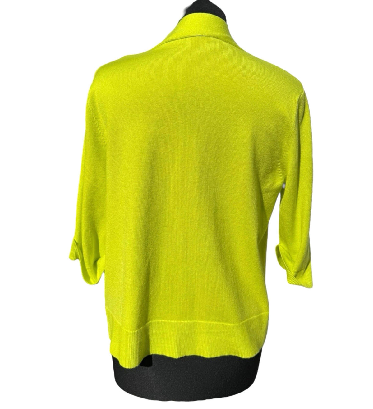 TRU Collection Neon Yellow Cardigan Open Front Women's UK Size L