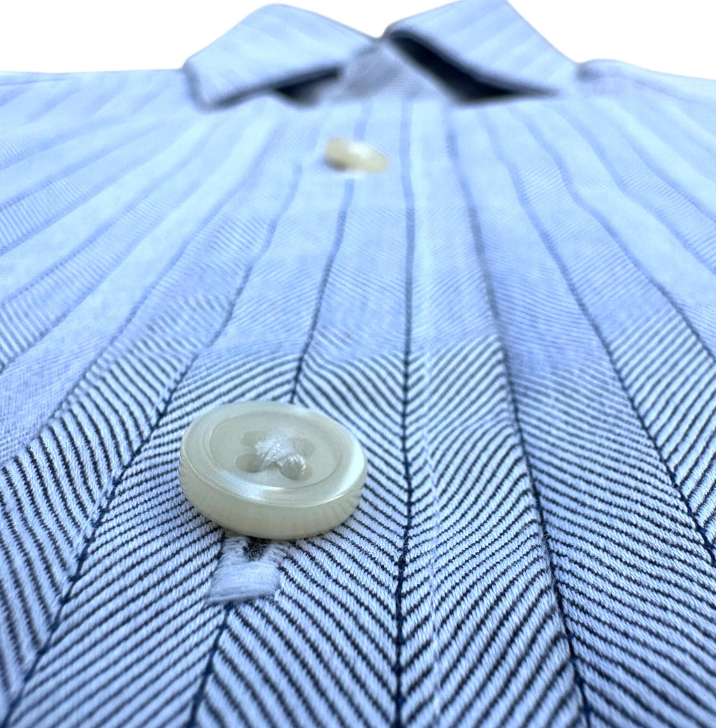 Charles Tyrwhitt Shirt Long Sleeve Striped 100% Cotton Blue Men's UK Size Large