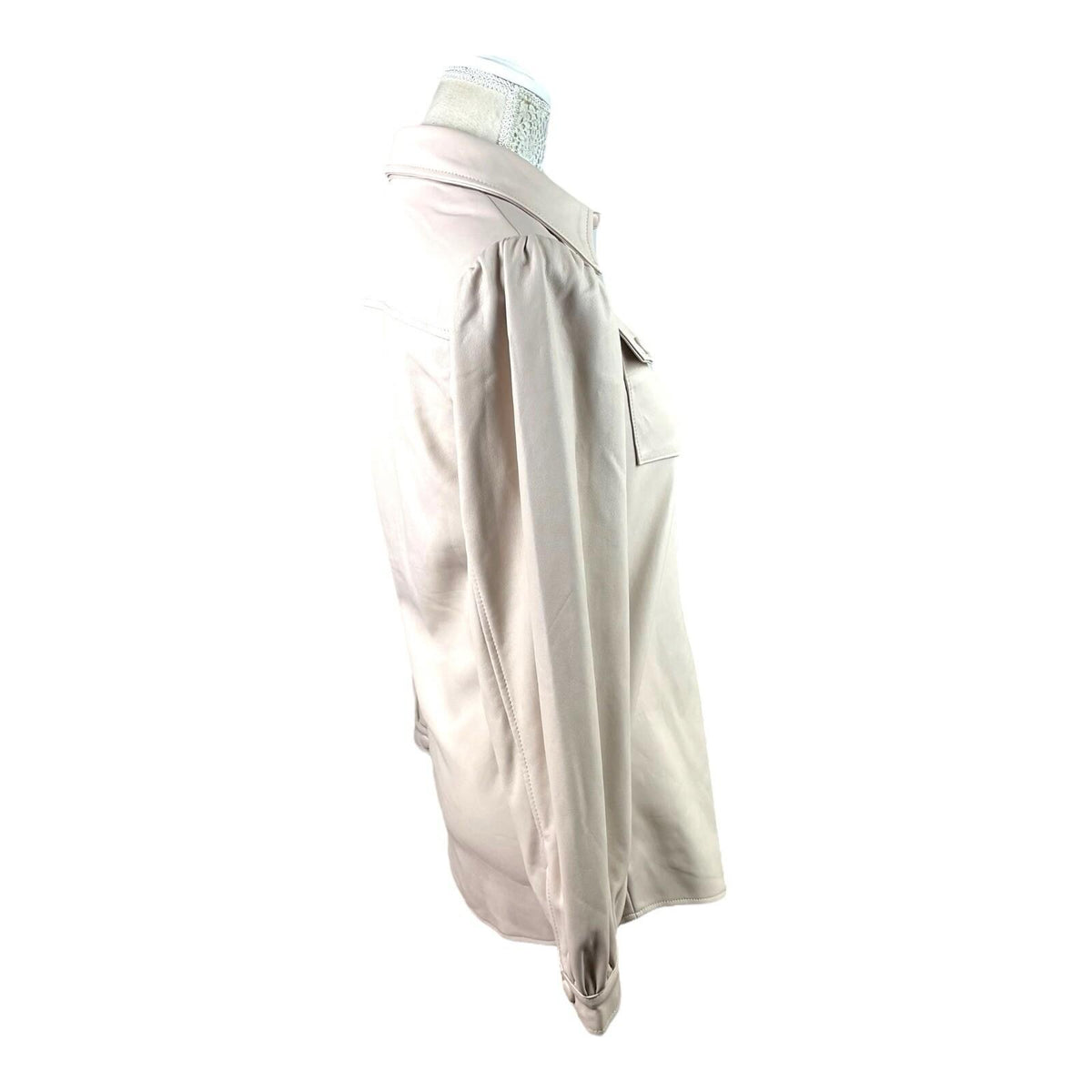 Miss Selfridge Beige Faux Leather Shirt Collared Women's UK Size 8