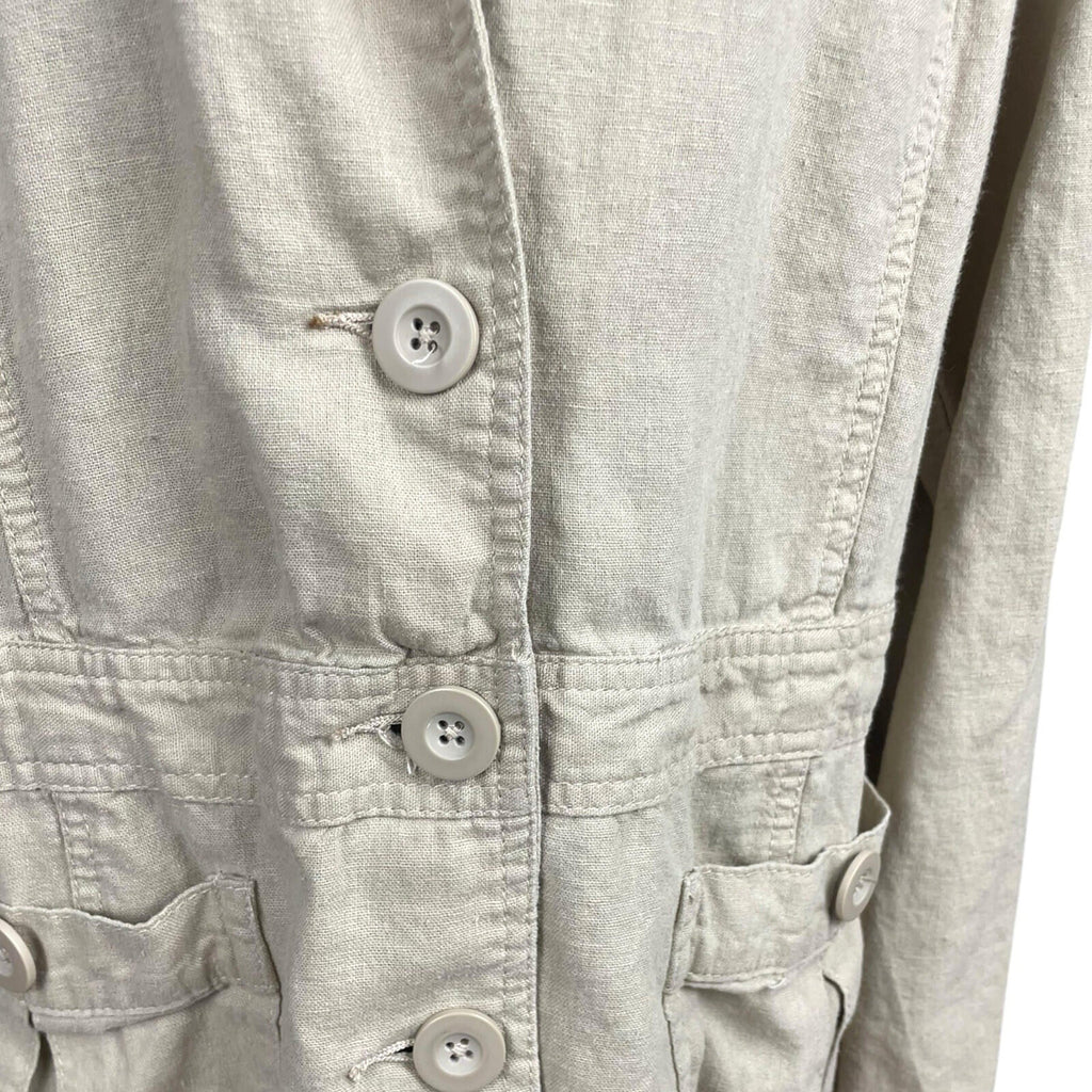 Debenhams Linen Jacket Women's UK Size 18 Collared Pockets Beige Lightweight