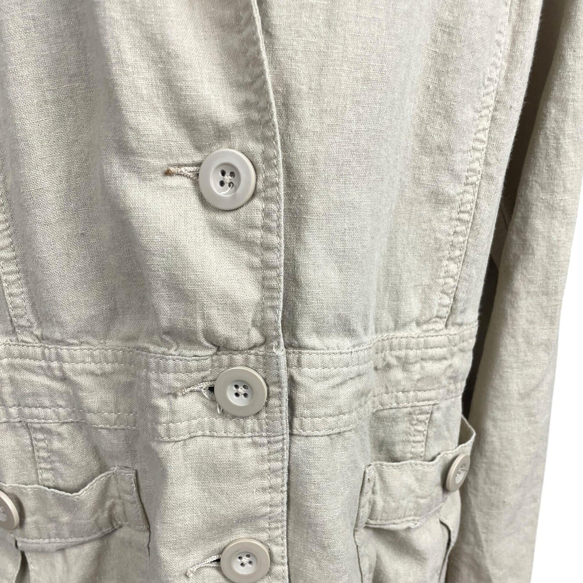 Debenhams Linen Jacket Women's UK Size 18 Collared Pockets Beige Lightweight