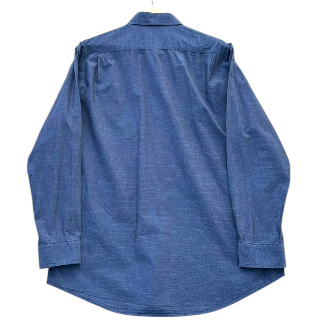 Nautica Shirt Men's UK Size L Blue Solid Long Sleeve Embroidered Logo Wing Collar
