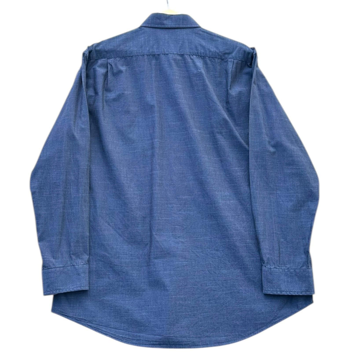 Nautica Shirt Men's UK Size L Blue Solid Long Sleeve Embroidered Logo Wing Collar