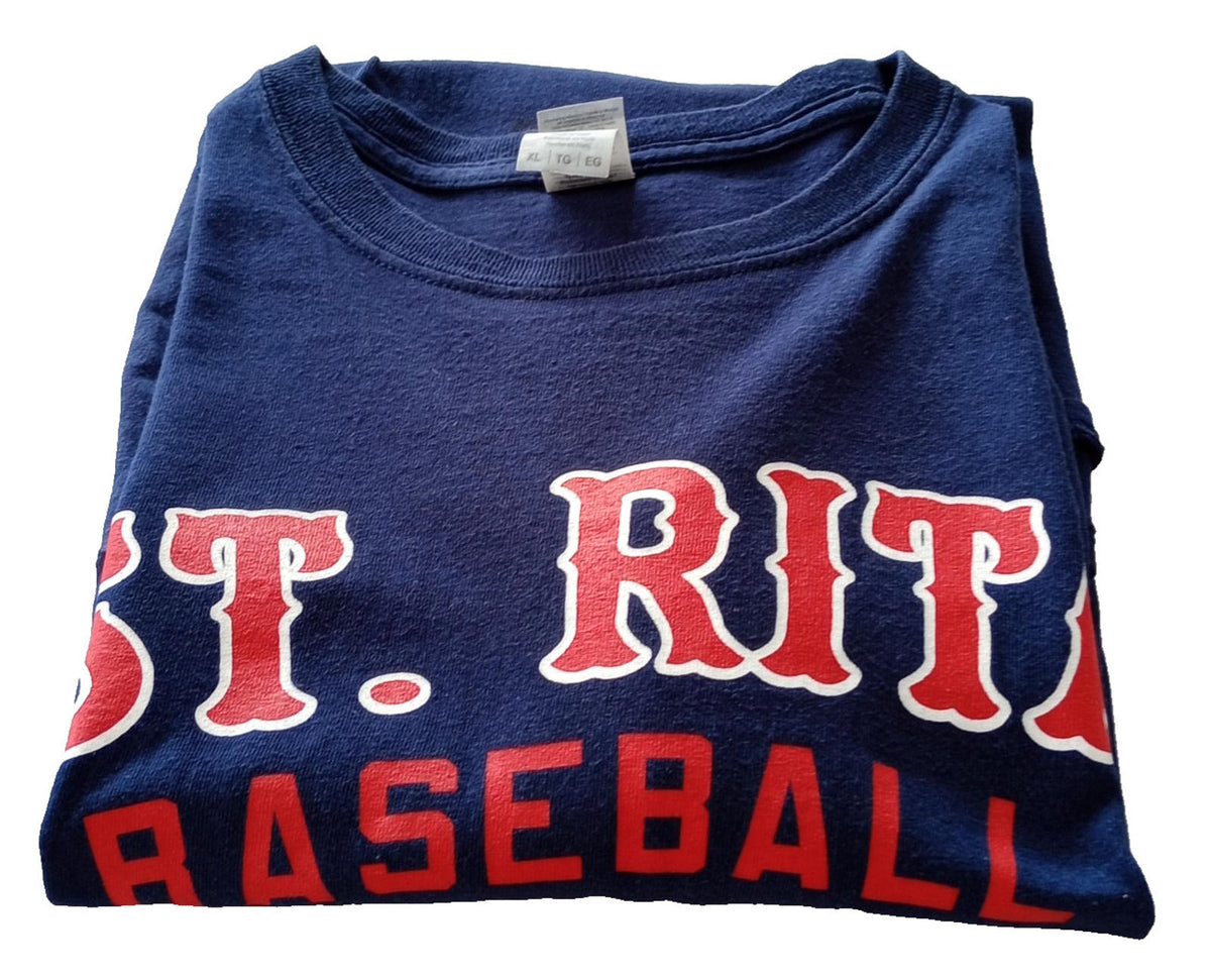 Gildan Blue St. Rita Baseball Graphic Print T-Shirt Men's UK Size XL Blue Crew Neck