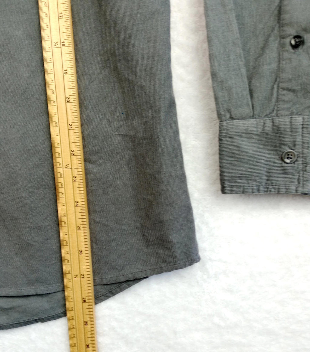 7 Diamonds Corduroy Shirt Men's UK Size XL Grey Long Sleeve Pocket 100% Cotton
