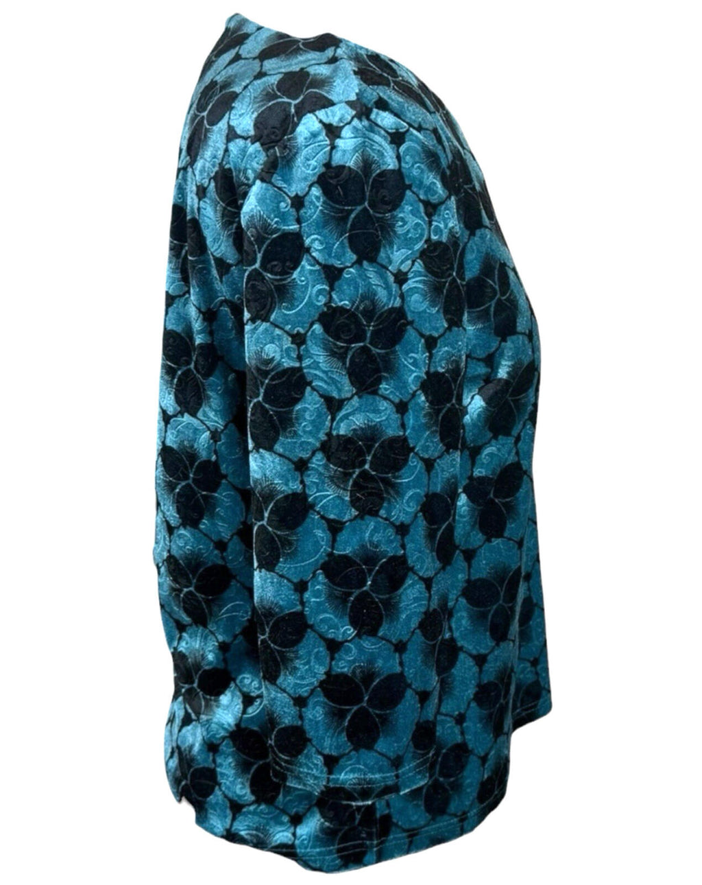 Honor Milburn Black Honor Milburn Velour Top Women's UK Size 12 Floral Velour Blue Black