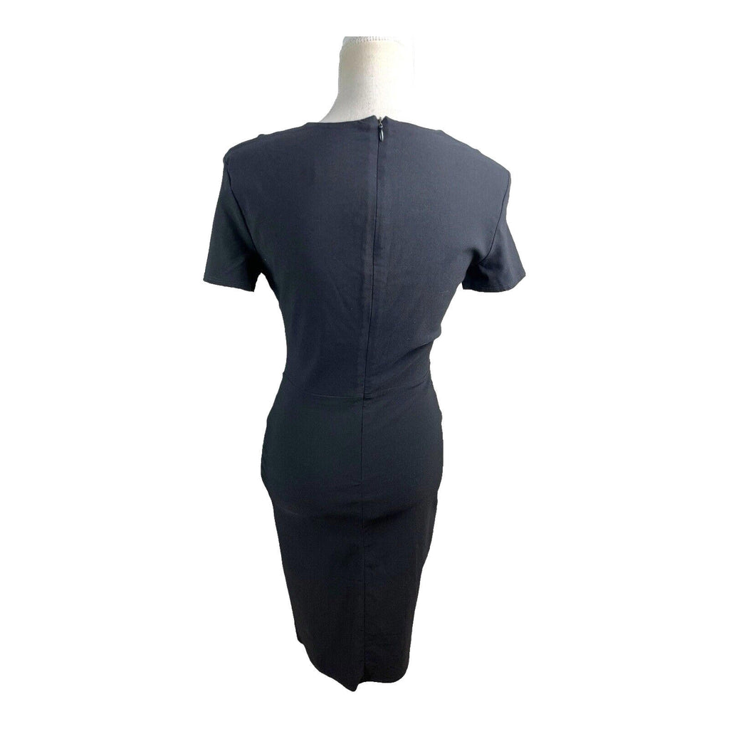 Amy Childs Black Midi Dress Fitted Stretch Women's UK Size 12