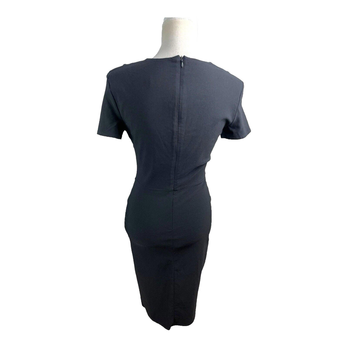 Amy Childs Black Midi Dress Fitted Stretch Women's UK Size 12