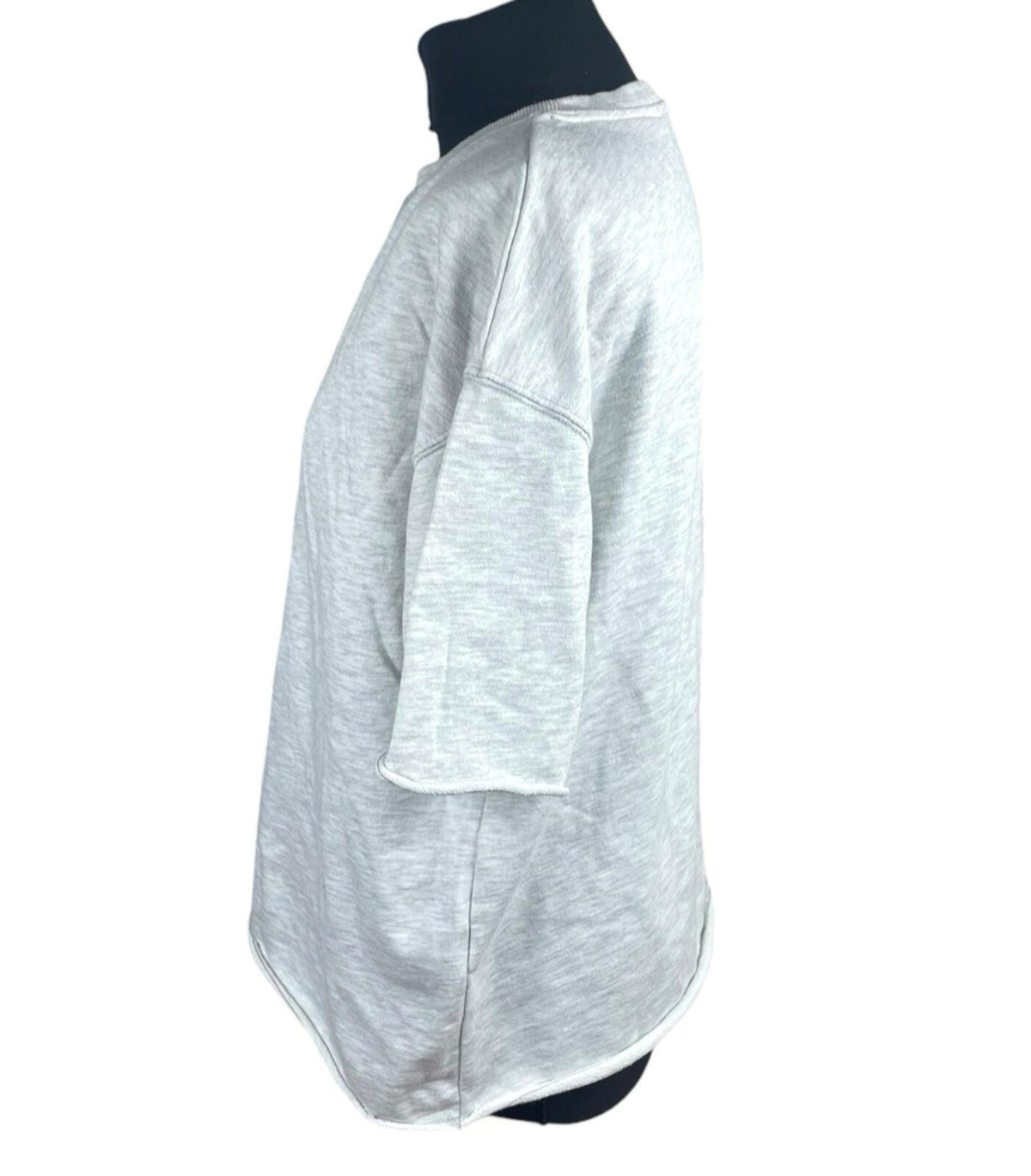 Zara Jersey T-Shirt Top Women's UK Size S Oversized Light Grey Crew Neck