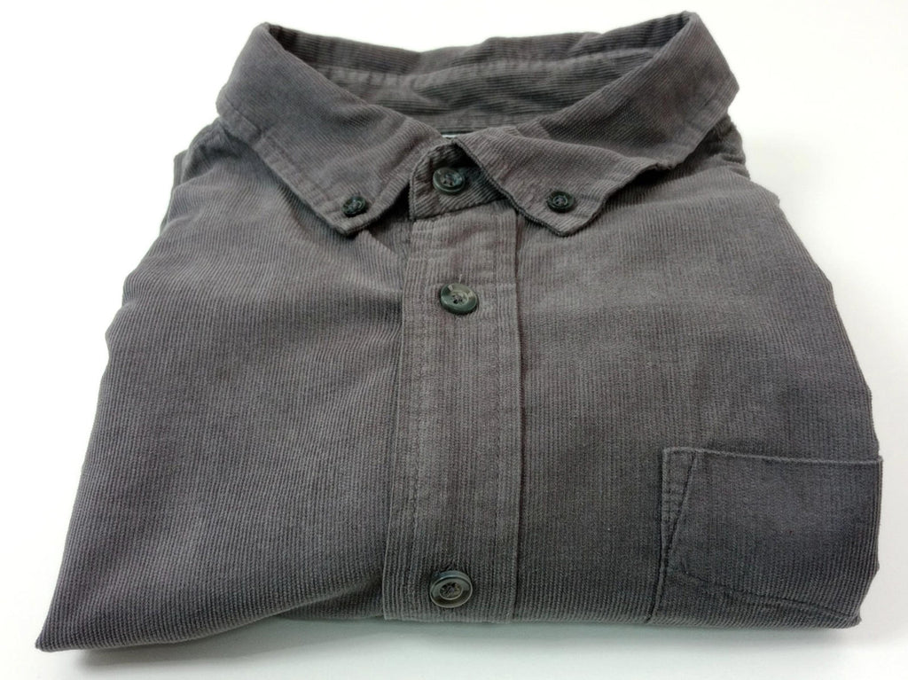 7 Diamonds Corduroy Shirt Men's UK Size XL Grey Long Sleeve Pocket 100% Cotton