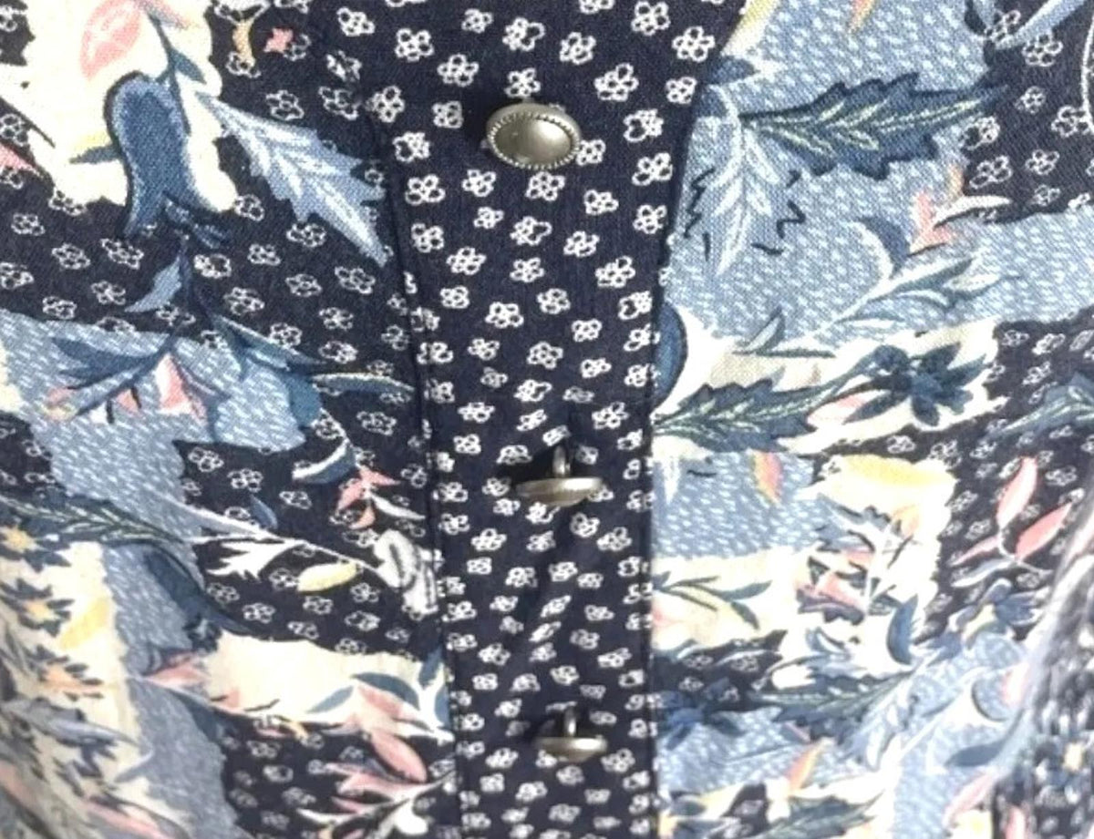 TU Floral Print Midi Dress Women's UK Size 10 Blue Long Bell Sleeve V-Neckline