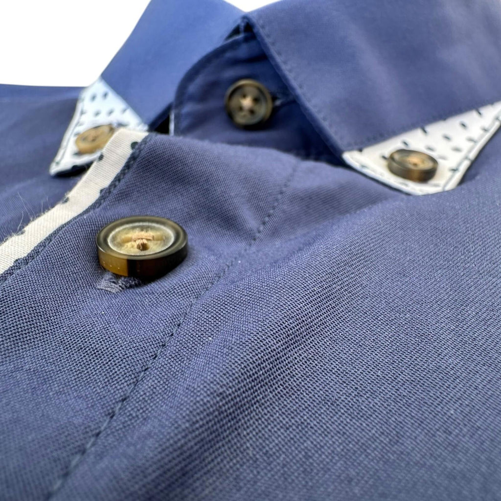 Marco Alexander Double Collar Button Down Shirt Men's UK Size M Contrasting Trim