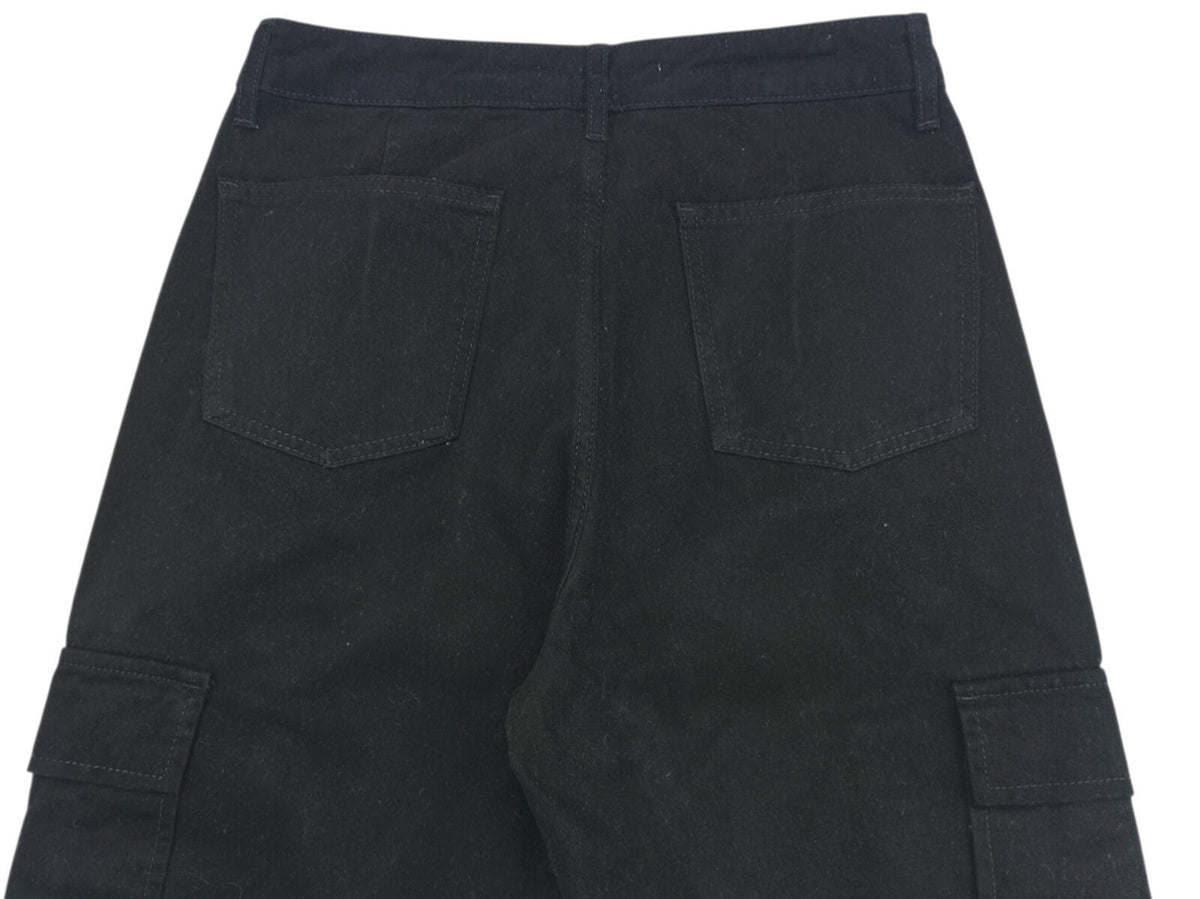 Michelle Keegan Cargo Jeans Women's UK Size 10 Black 100% Cotton Pockets Zip