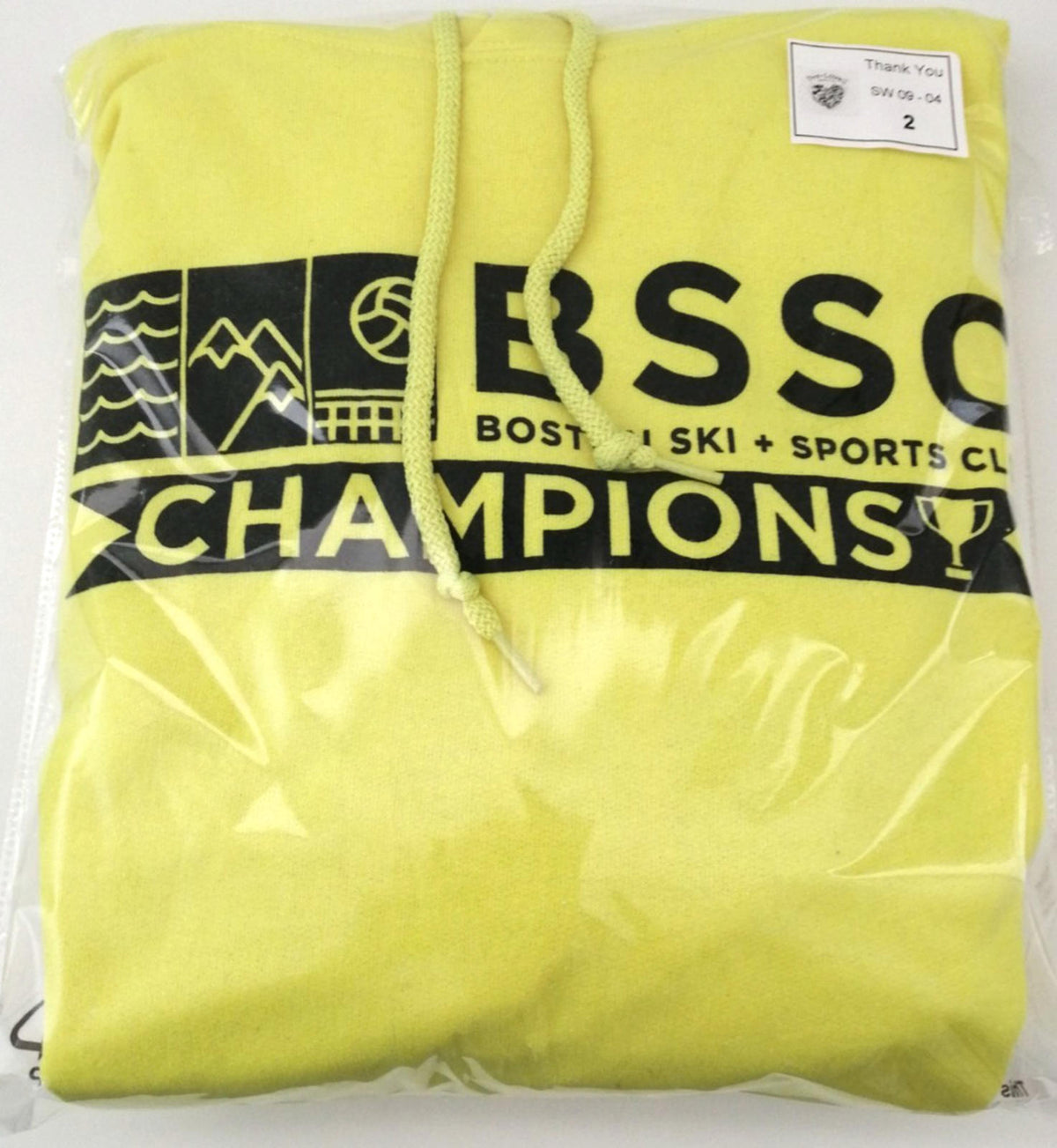 JERZEES Yellow Boston BSSC Champions Hoodie Men's Size M Yellow Jersey Hooded Pockets Sports