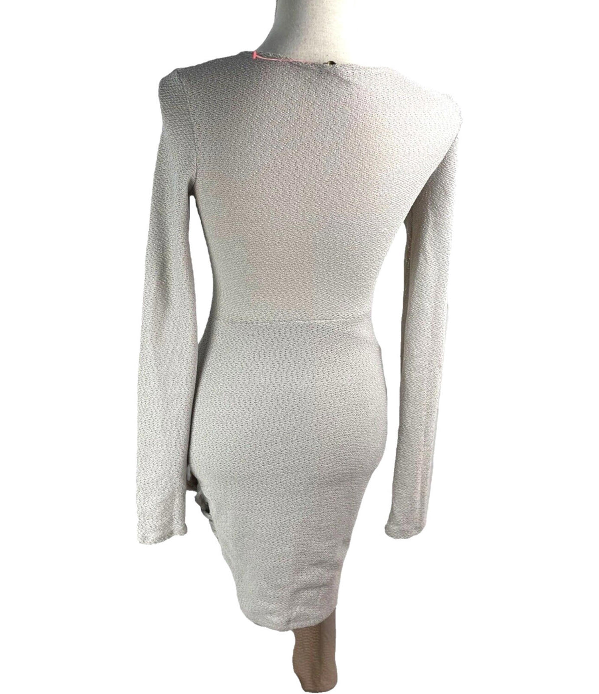 Grey Knit Wrap Fitted Mini Dress Women's UK Size 8
