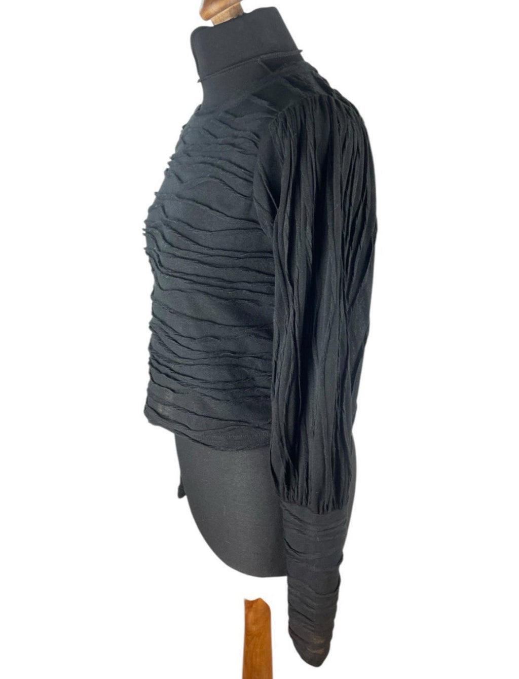 Vero Moda Black Textured Crop Top Long Sleeve Women's UK Size M