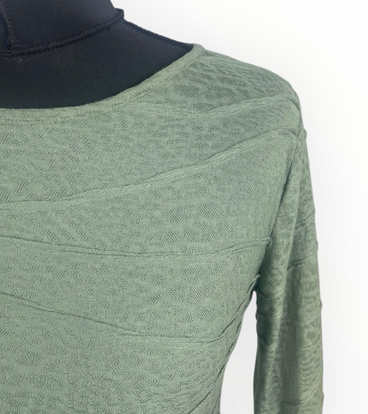 Backless Midi Dress Women's UK Size S Long Sleeve Textured Khaki Green