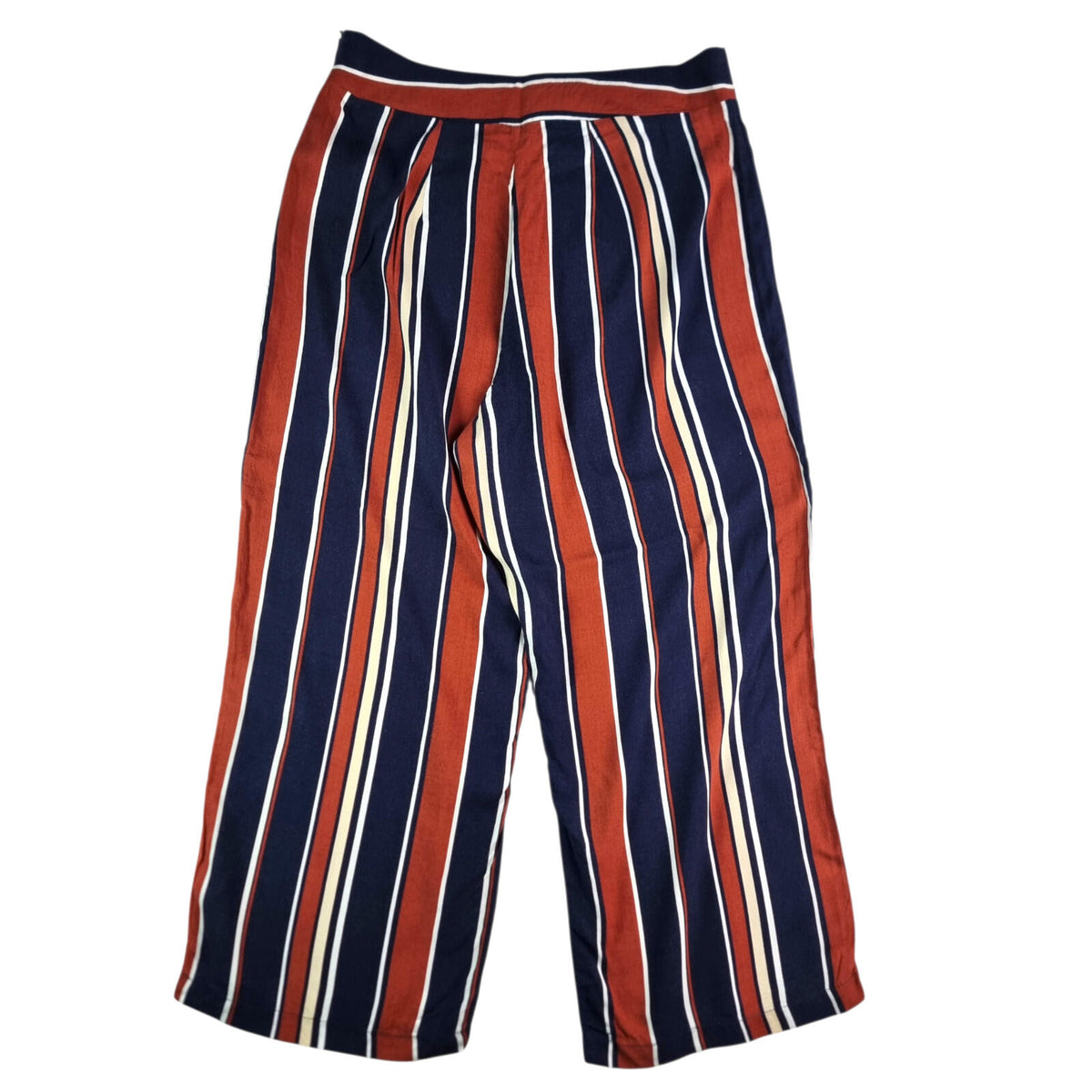 Red Herring Navy Red Herring Wide Leg Capri Trousers Women's UK Size 12 Striped High Waisted