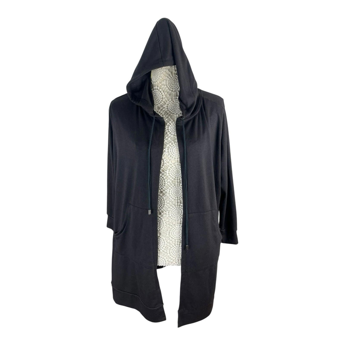 Cyrus London Oversized Long Jacket Black Hooded Women's UK Size 8-10