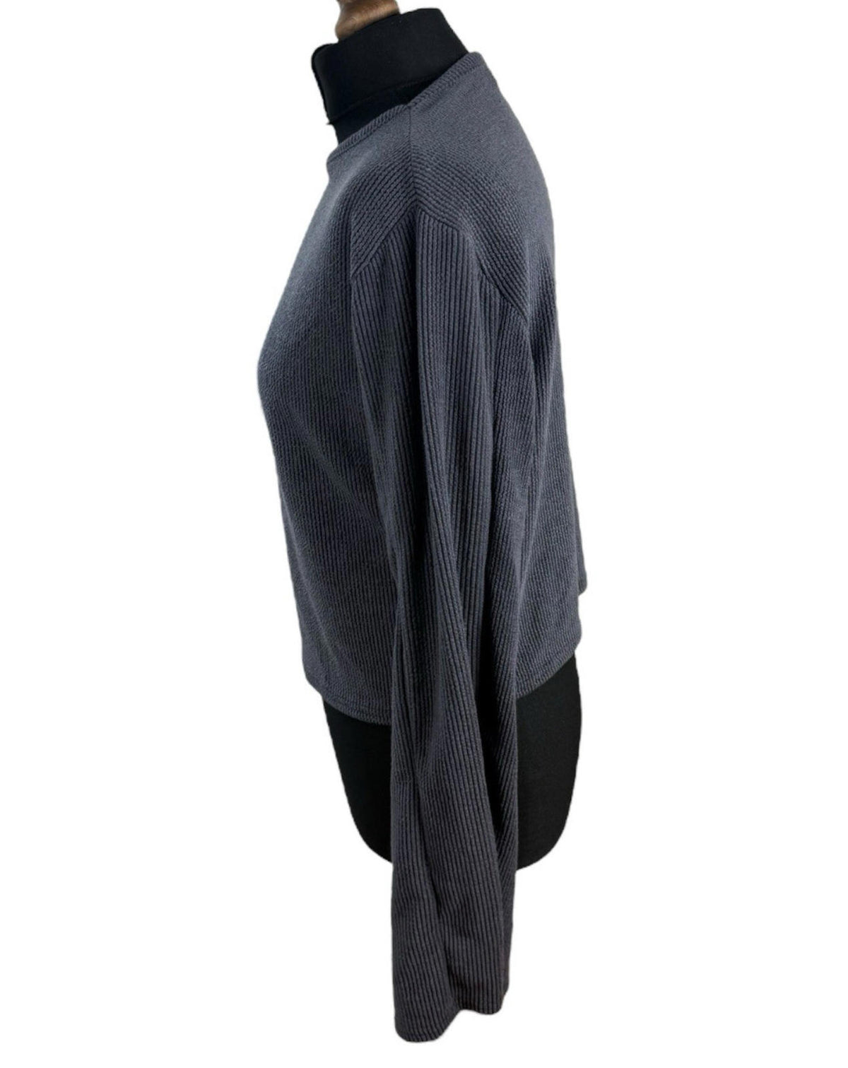 Pretty Little Thing Gray Pretty Little Thing Grey Ribbed Crop top Long Sleeve Women's UK Size 16