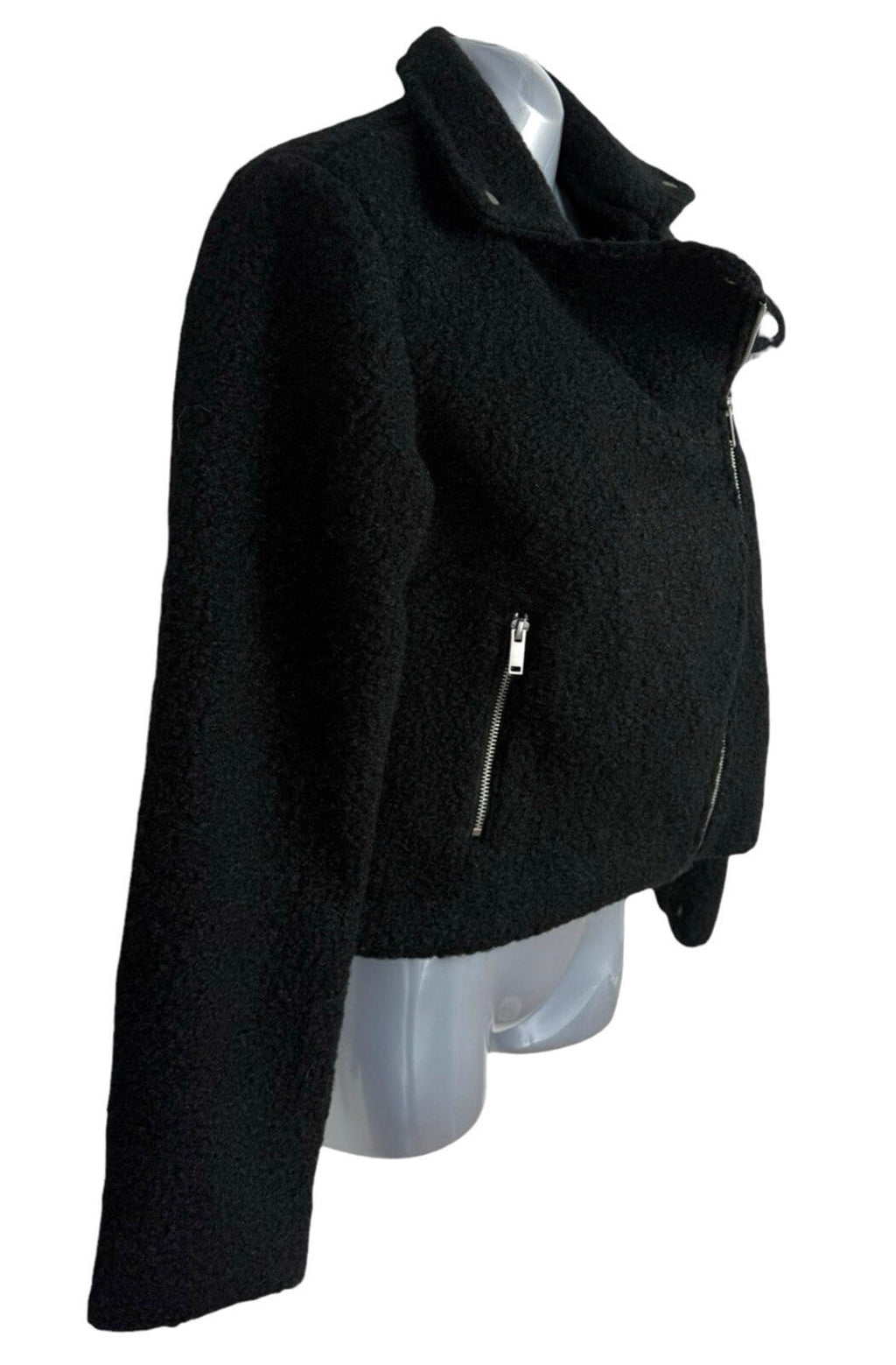 New Look Teddy Fleece Coat Women’s UK Size 8 Zip Pockets Collared Black Jacket
