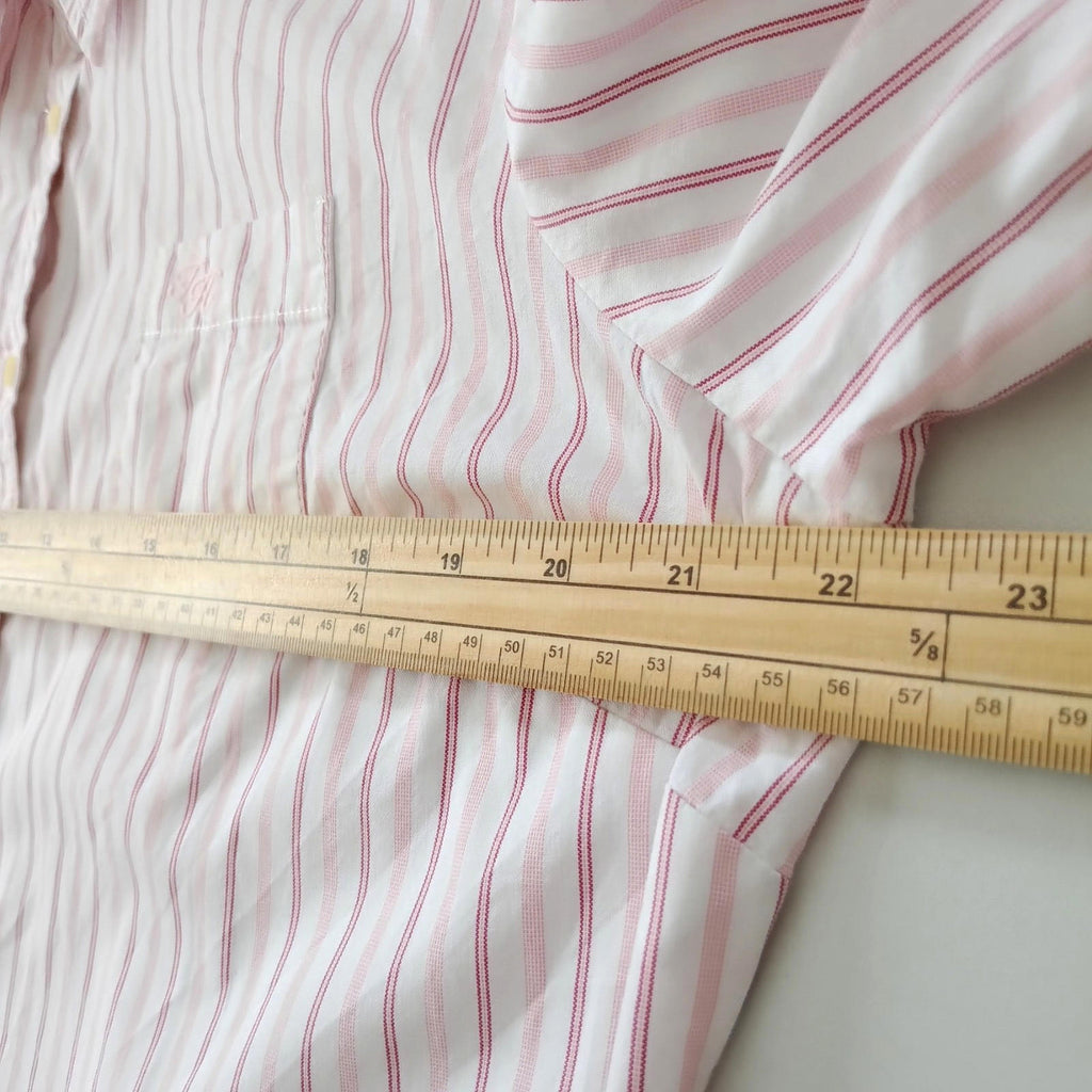 Tommy Hilfiger Shirt Men's UK Size XL Pink Striped Long Sleeve Pockets Easy Care