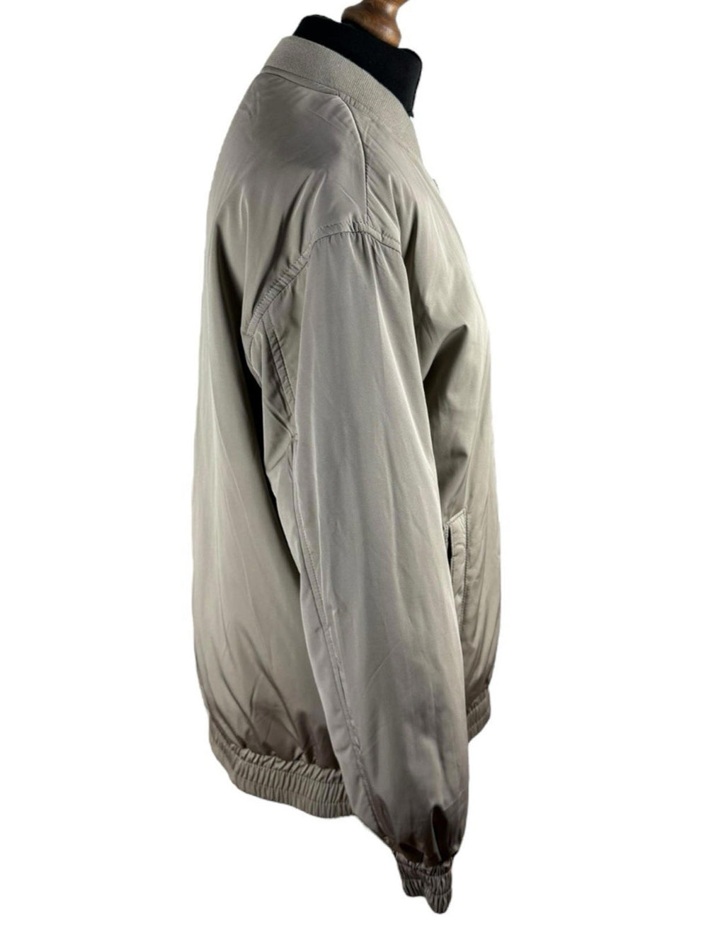 Stradivarius Oversized Bomber Jacket Coat Beige Mid Length Zip Up Women's UK Size XS