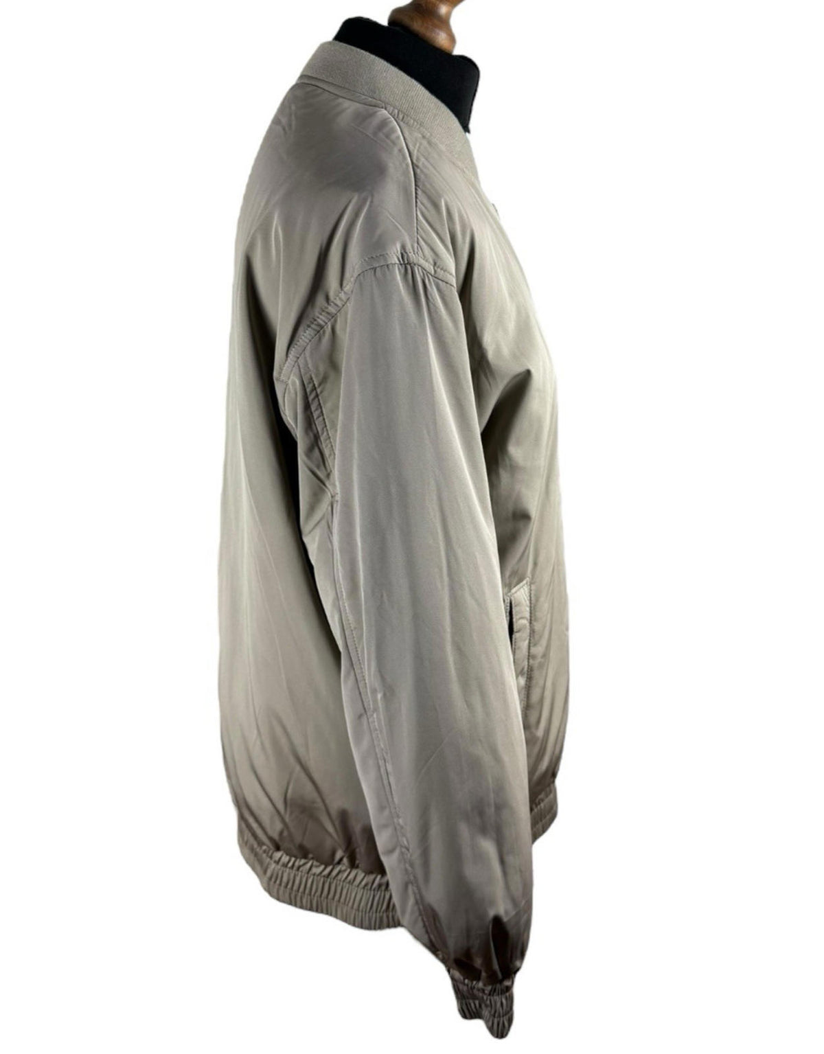 Stradivarius Oversized Bomber Jacket Coat Beige Mid Length Zip Up Women's UK Size XS