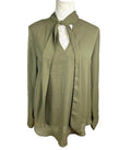 Yidarton Khaki Green Blouse Tie Neck Chiffon Women's UK Size L (14)