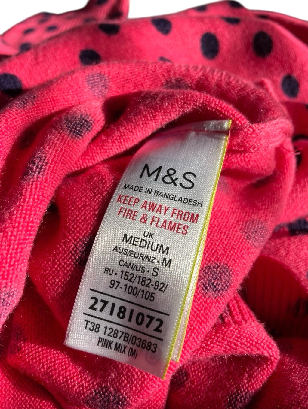Marks & Spencer Pink M&S Collection Pink Jumper Polka Dot Soft Touch Women's UK Size M