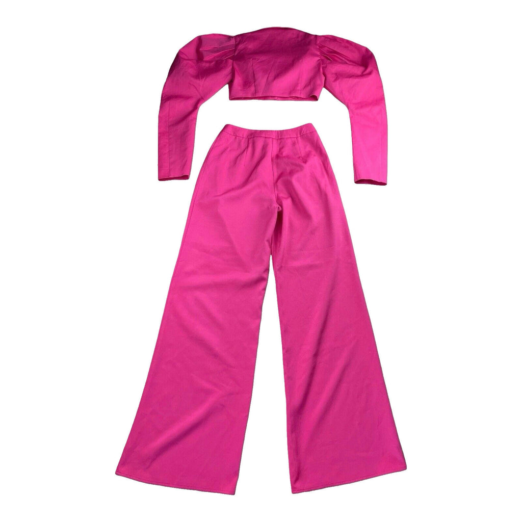 Pretty Little Thing Pink Co-Ord Set Pants & Cropped Blazer Women's UK Size 8