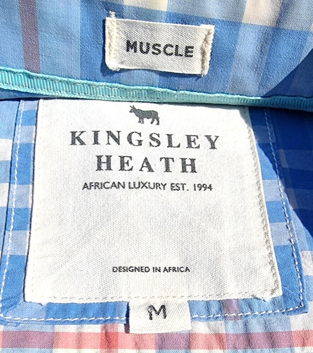 Kingsley Heath Muscle Shirt Men's UK Size M Check Soft Touch Luxury Long Sleeve