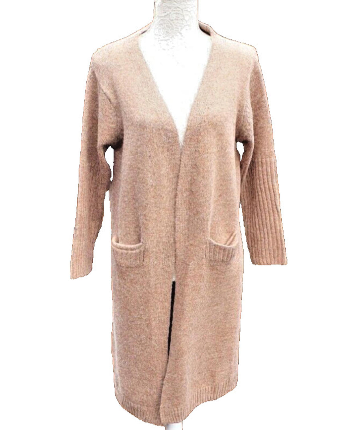 Autumn Winter Open Knit Cardigan Coffee Long Women's UK One Size