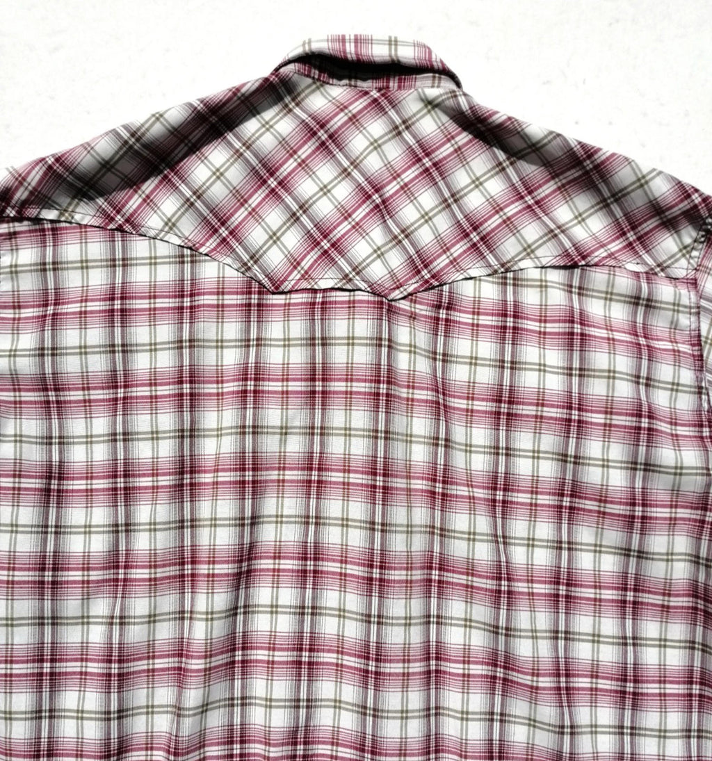 Jacamo Men's Shirt UK Size XL Red White Check Graphic Print Snap Buttons Pockets
