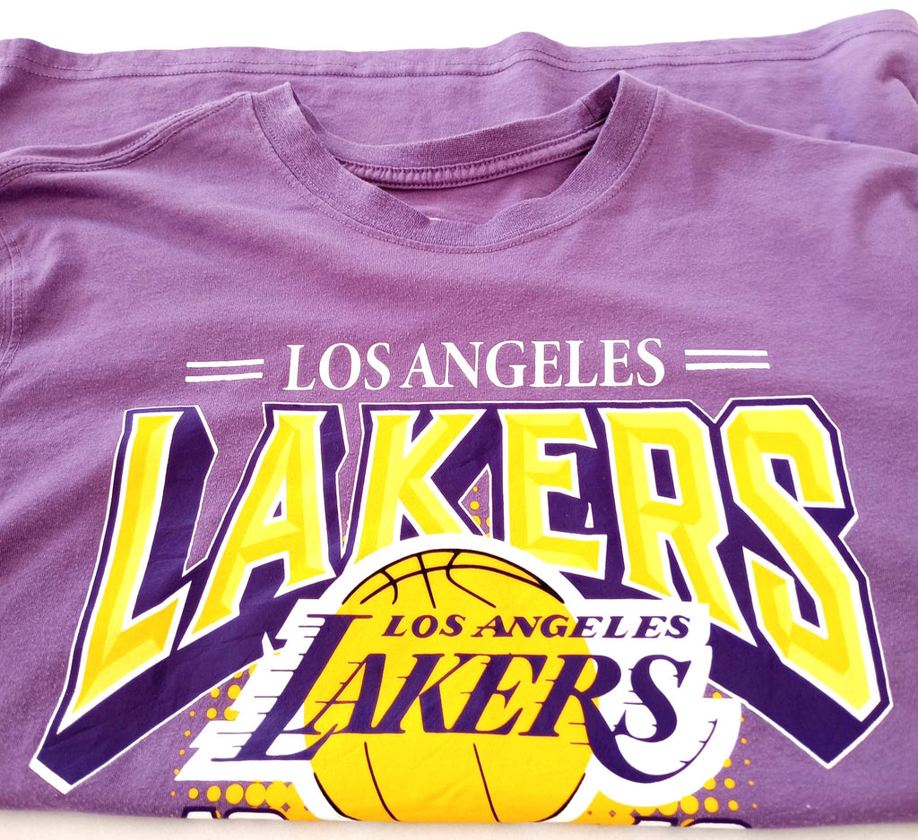 NBA Lilac NBA Graphic Print T-Shirt Men's UK Size M Lilac Crew Neck Cotton Rich Lakers