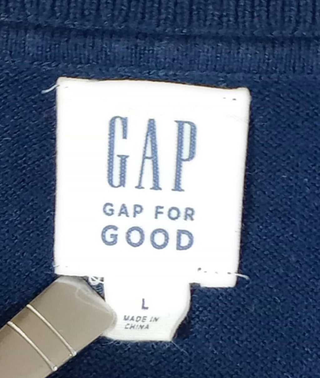 Gap Knit Jumper Men's UK Size L Navy Blue Long Sleeve 100% Cotton V-Neck Sweater