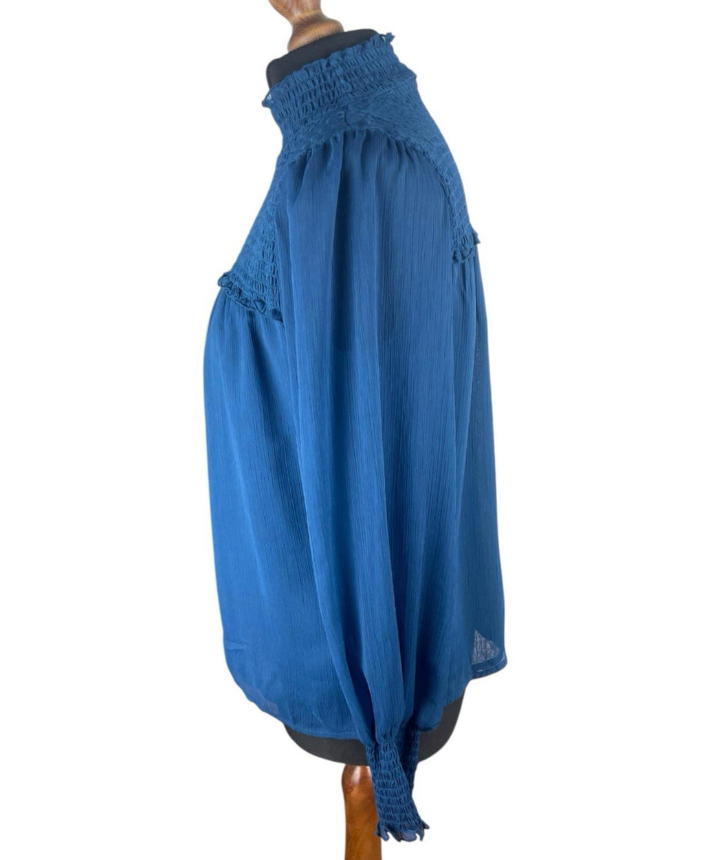 Laundry Shelli Segal Blue Laundry By Shelli Segal Blue High Neck Chiffon Top Women's UK Size XS