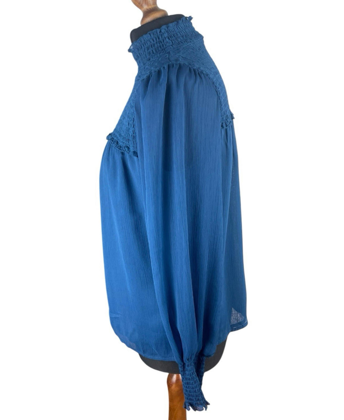 Laundry Shelli Segal Blue Laundry By Shelli Segal Blue High Neck Chiffon Top Women's UK Size XS