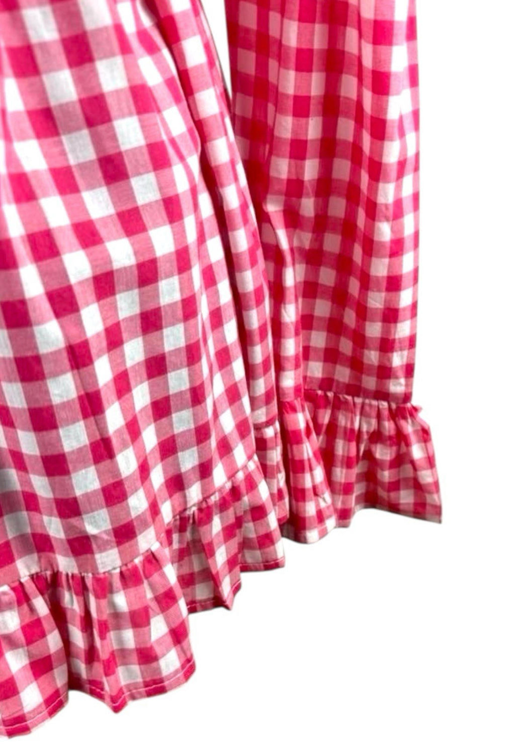 Red Gingham Tie Front Blouse Long Sleeve Grilled Hem Women's UK Size S