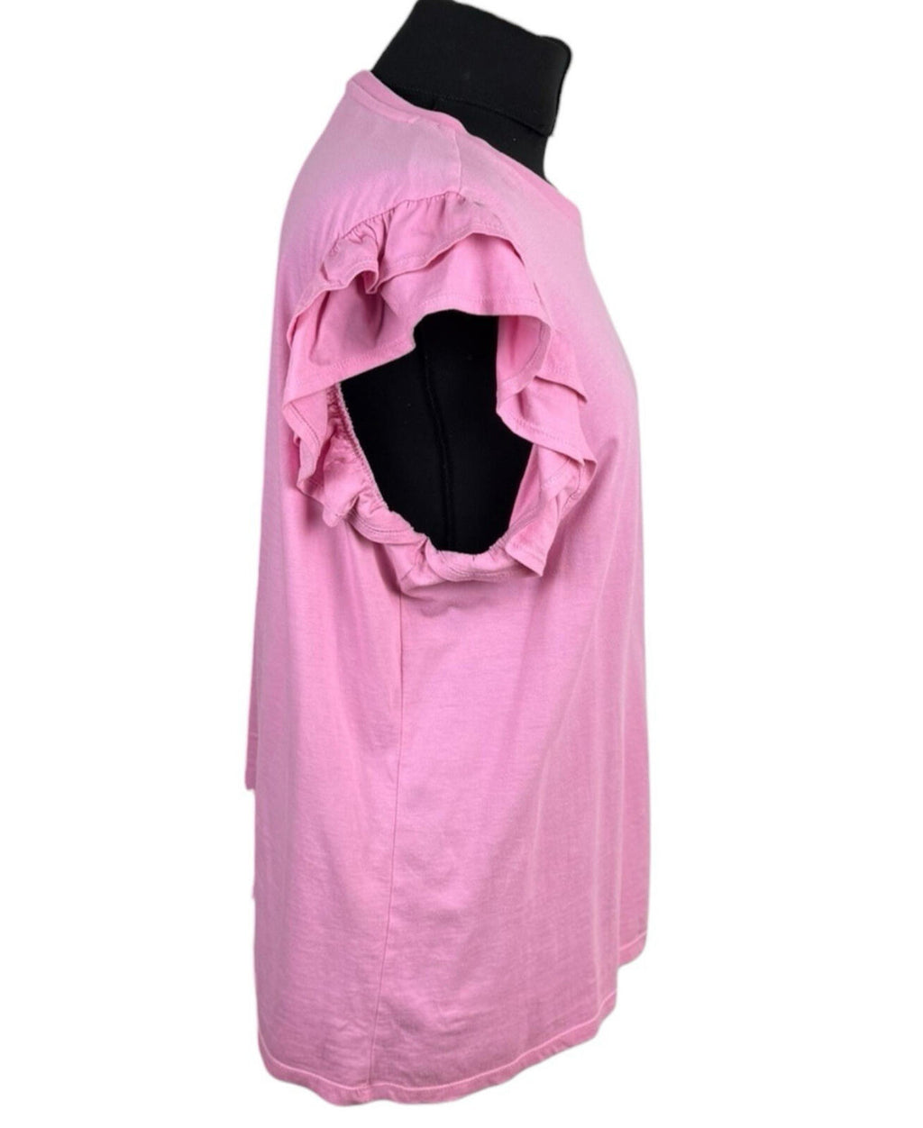 George Cotton T-Shirt Pink Women’s UK Size 20 Round Neck Frill Sleeve Detail